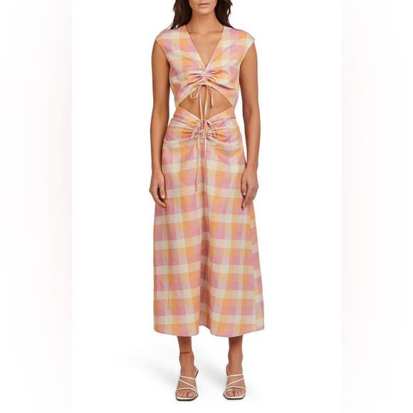 CHARLIE HOLIDAY Madonna Check Linen/Cotton Dress Size 6 - Picture 10 of 10